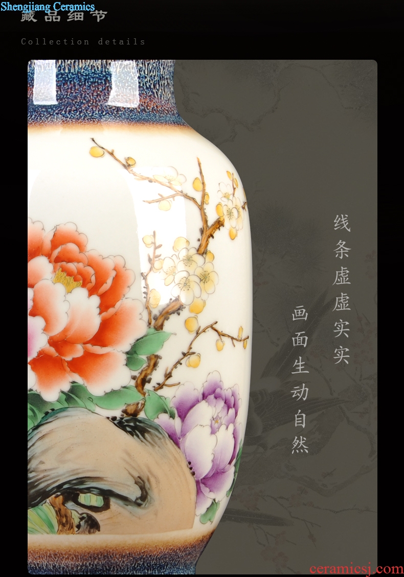 Jingdezhen ceramics new Chinese hand-painted dried flower vases, flower arrangement bedroom household furnishing articles the sitting room porch decoration