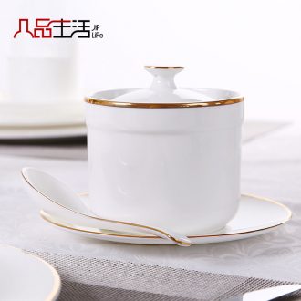Bone porcelain cup with cover water bird's nest shark's fin soup stew stew medicinal food cup white steamed egg stew soup ceramics tableware