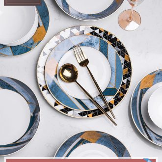 6 dishes suit household ceramic bowl dish combination web celebrity bone porcelain tableware Nordic bowl chopsticks plates for dinner