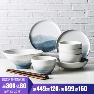 Million jia creative ceramics tableware home dishes suit contracted Nordic bowl chopsticks, ins web celebrity complete sets of dishes