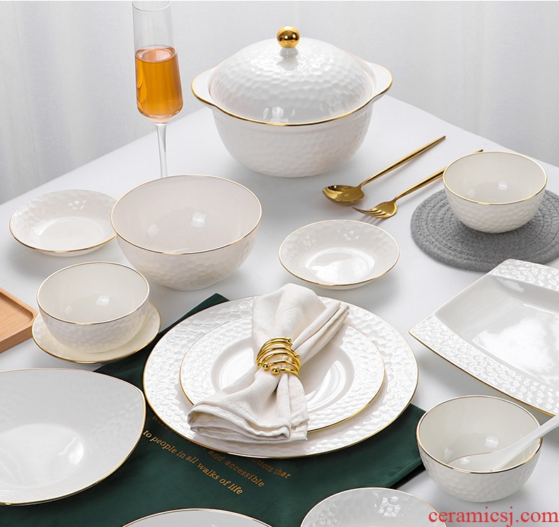 European style phnom penh dish suits home dish bowl chopsticks dishes bone China jingdezhen ceramics cutlery set jade