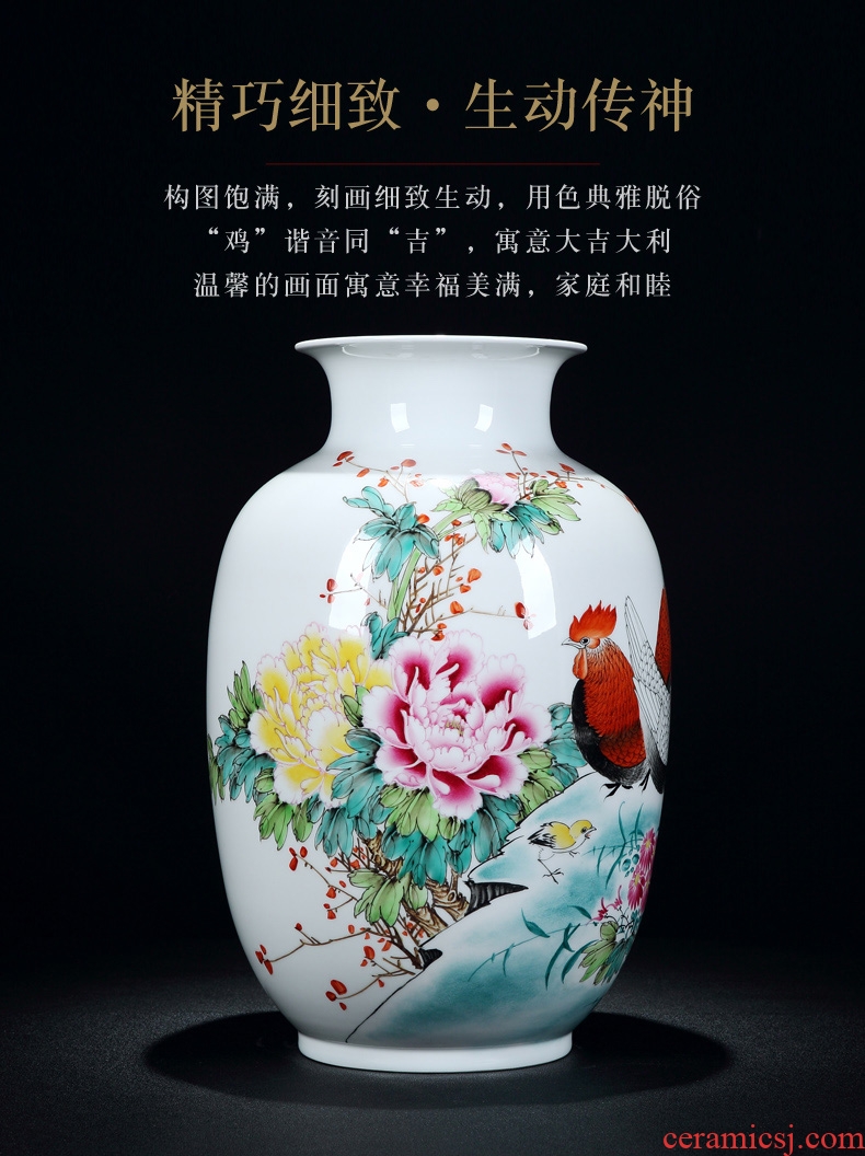 Jingdezhen ceramic hand-painted big vase inserted dried flower powder enamel Chinese style furnishing articles the sitting room porch household porcelain decoration
