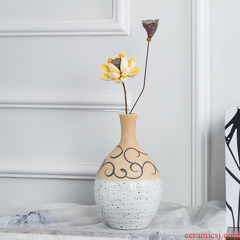 Gagarin's contemporary and contracted handmade ceramic vase household contracted tea table decorative dried flowers flower arrangement, european-style originality