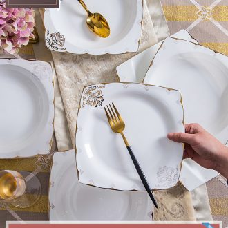 Bone China tableware dishes suit household portfolio european-style jingdezhen ceramic bowl of soup bowl chopsticks dish bowl suit