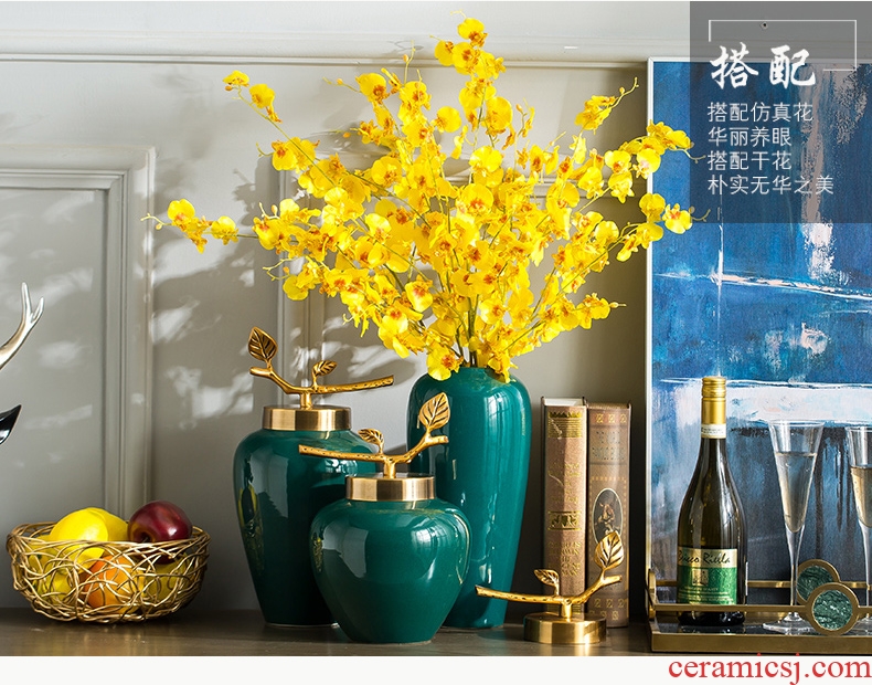 New Chinese style mesa European table vase dried flower simulation flowers adorn article modern TV cabinet ceramic furnishing articles sitting room