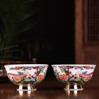 Jingdezhen manual paint edge rice bowls ceramics high longevity bowl prevent dough made with boiling water bowl of soup bowl gift set bowl of porridge