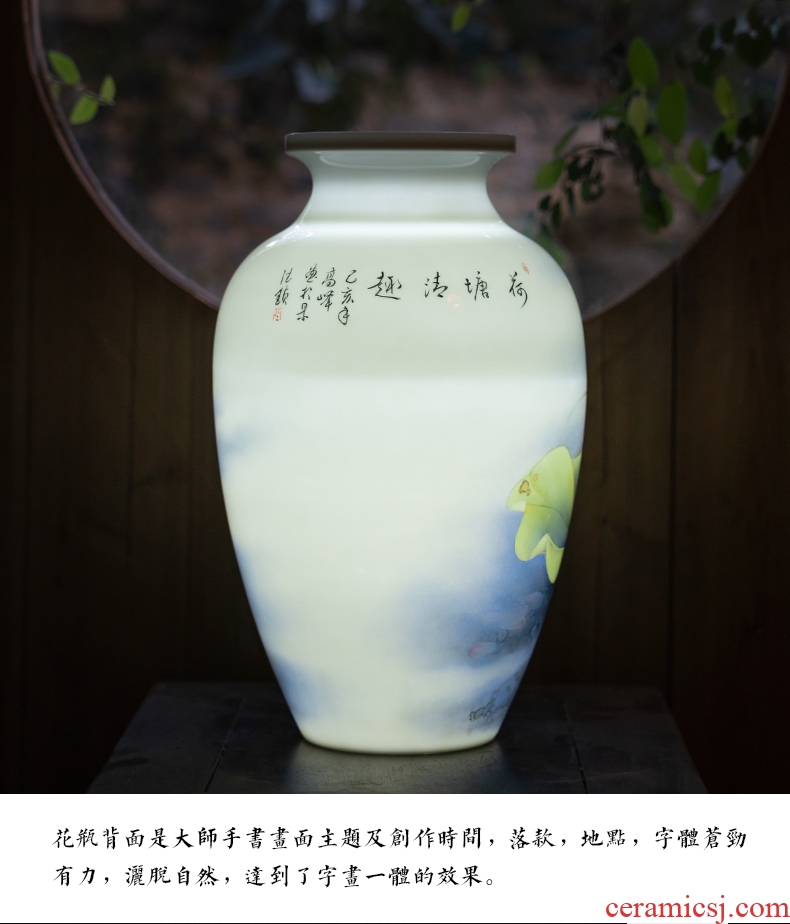 Jingdezhen ceramics vase furnishing articles famous master hand knife clay flower arranging Chinese ancient frame sitting room adornment