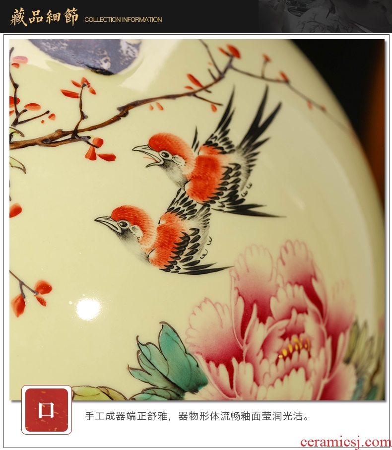 Master of jingdezhen ceramics hand-painted pastel antique vase Chinese TV ark adornment is placed large living room