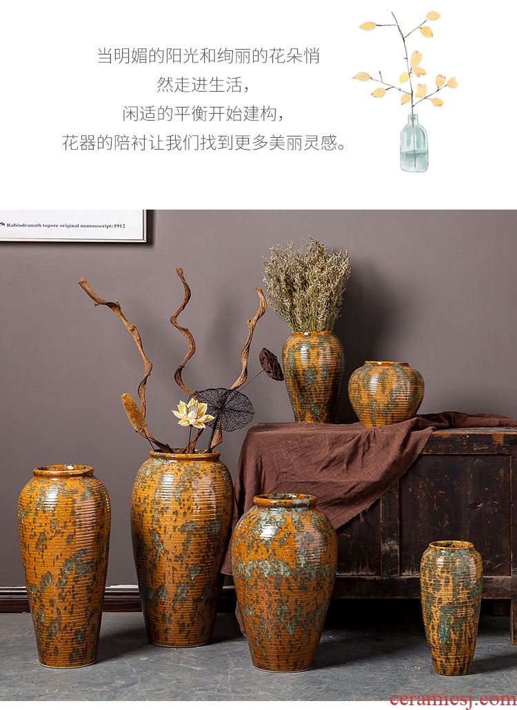 Restoring ancient ways of jingdezhen ceramics vase desktop furnishing articles dried flowers coarse pottery home sitting room adornment creative flower arrangement