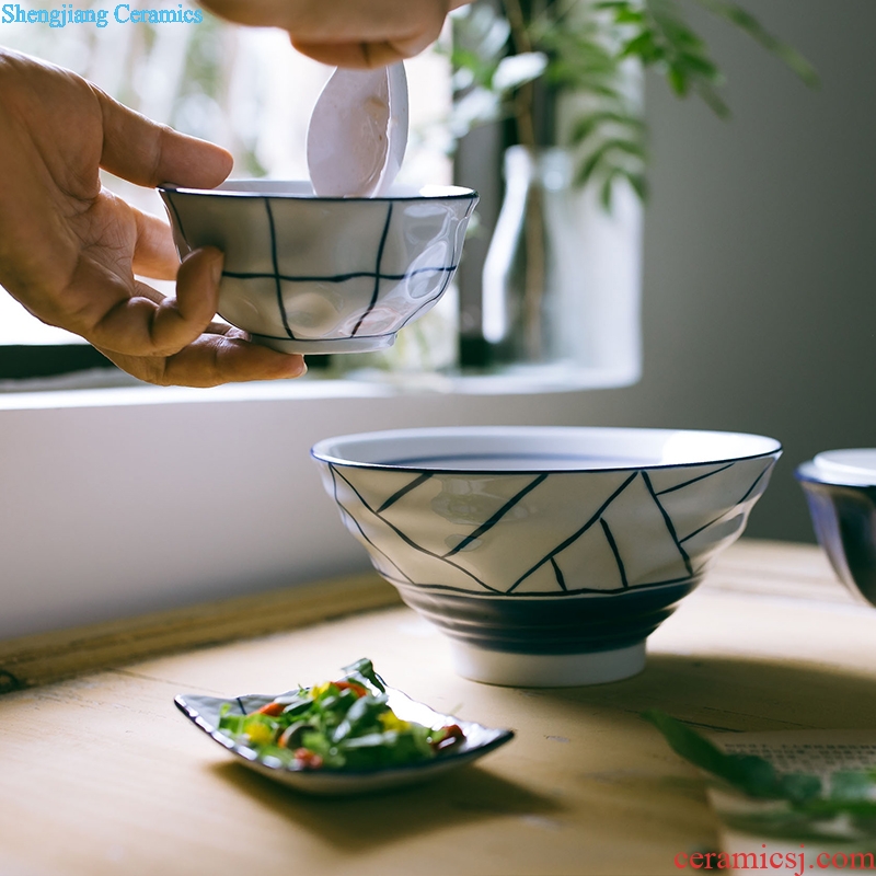 Ijarl japanese-style tableware of pottery and porcelain bowl of soup bowl rainbow noodle bowl salad creative noodles large rainbow noodle bowl household jobs