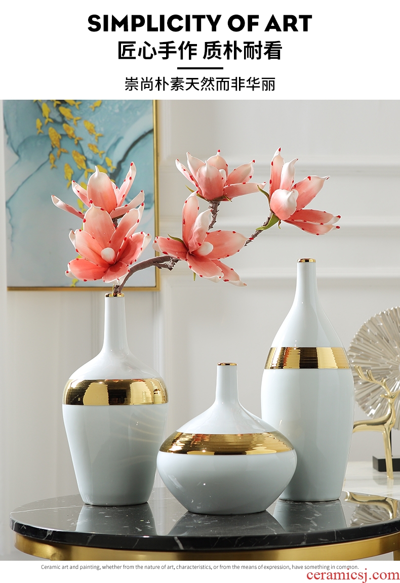 Modern new Chinese style ceramic vase furnishing articles dried flower arranging flowers contracted sitting room TV ark Nordic soft outfit, household act the role ofing is tasted