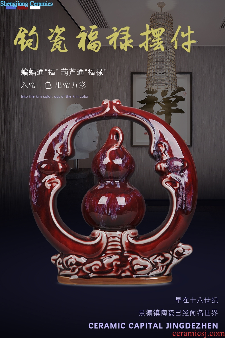 Archaize of jun porcelain of jingdezhen ceramics glaze gourd red home decoration antique porch decoration handicraft furnishing articles