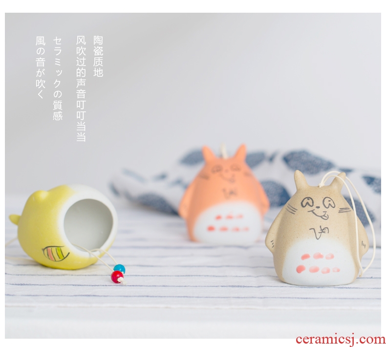 Totoro bells hang act the role of ceramic pendant lovely bedroom creative home balcony decoration pendant girl small and pure and fresh