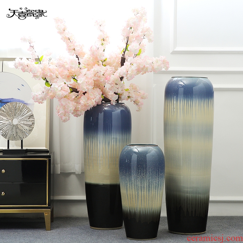 Jingdezhen large ground vase furnishing articles sitting room hotel flower arrangement between example covers household adornment ornament