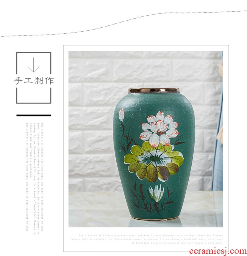 Jingdezhen ceramic vase hand-painted painting of flowers and dried flowers flower arrangement sitting room porch decorate household furnishing articles of Chinese style restoring ancient ways