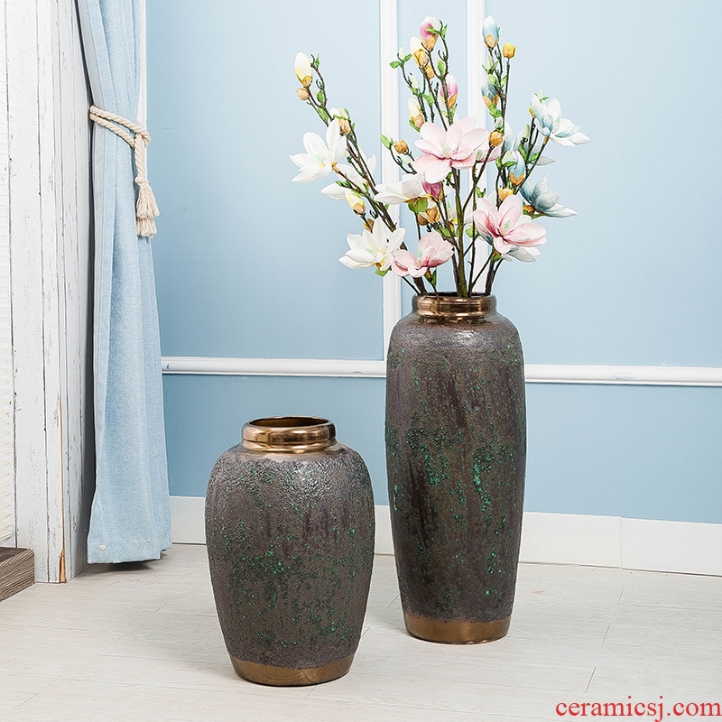 Jingdezhen contracted coarse pottery flower arranging furnishing articles dried flowers sitting room ground ceramic vase Europe type restoring ancient ways large arranging flowers