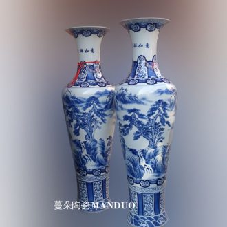 Big vase landed hand-painted ceramic modern process landscape high-grade vase opening present high 1.3-16
