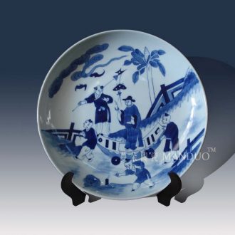 Jingdezhen blue and white porcelain furnishing articles in the qing dynasty kangxi tong qu cross characters classic hand-drawn porcelain furnishing articles