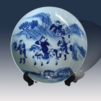 Jingdezhen blue and white kangxi chariots and horses one story porcelain furnishing articles hand-painted hand-painted kangxi steeds decorative porcelain