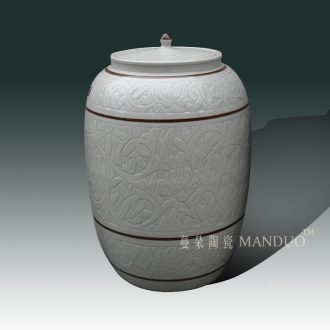 Classical crack glaze porcelain jar of 40-80 jins m cover cover classical porcelain cover environmental protection tube of qianlong