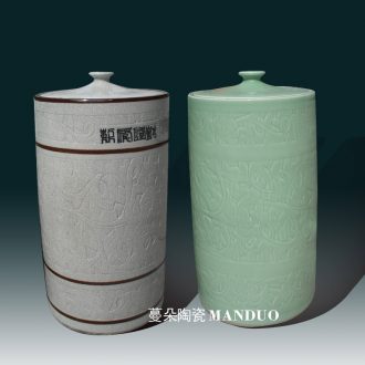 Jingdezhen ceramic porcelain straight meters tank storage tank storage cover fashion big ceramic jar of archaize tank
