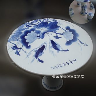 Jingdezhen blue and white lotus carp hand-painted porcelain porcelain table of quietly elegant of blue and white porcelain porcelain table set high strength is firm