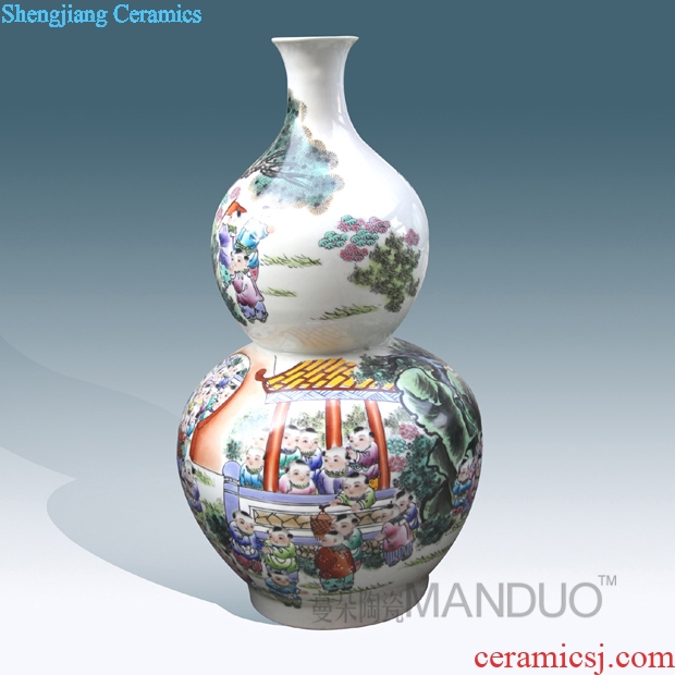 Jingdezhen hand-painted enamel vase sitting room adornment that occupy the home furnishing articles high-grade figure vase vase hoist the ancient philosophers