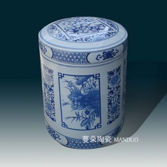 Jingdezhen porcelain cover pot environmental ceramic porcelain storage tank top grade straight porcelain tea cake tin of 30 cm