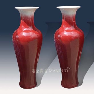 Jingdezhen red 1 meter high decoration of large vases, ruby red beaming red 1 meter high landing big vase
