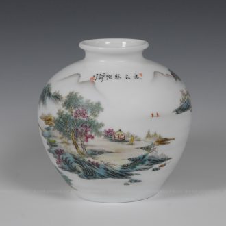 Jingdezhen ceramics famous Zhang Bingxiang hand-painted famille rose porcelain vase pomegranate landscape figure collection certificate the ancient philosophers