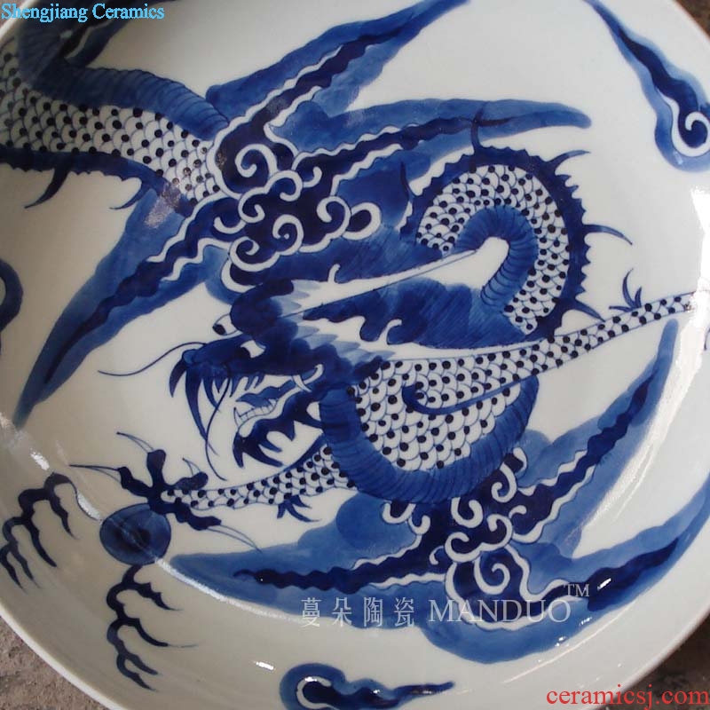 Jingdezhen hand-painted dragon decorative porcelain in the qing dynasty blue and white dragon qing dynasty porcelain furnishing articles furnishing articles hand-painted
