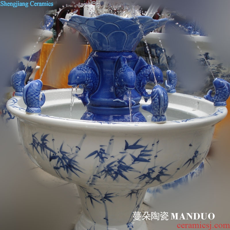 Jingdezhen hand-painted all blue and white porcelain painting bamboo atomizer porcelain spray humidifying fountains