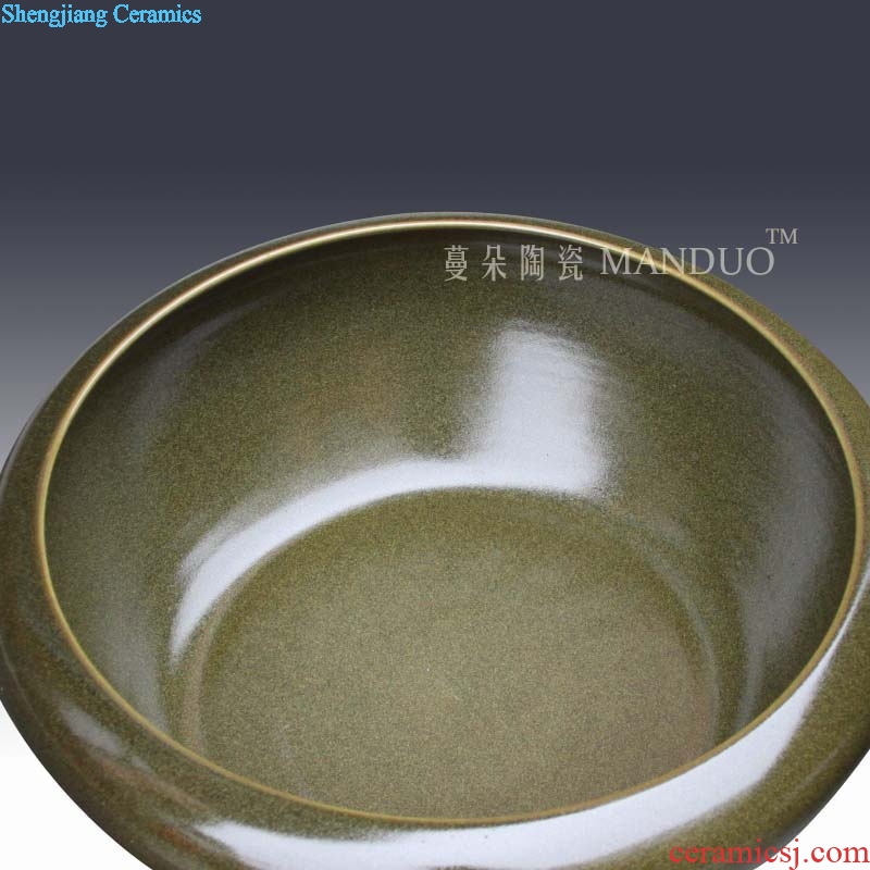 Jingdezhen tea large writing brush washer shallow water at the end of the classical ancient fish farming water shallow writing brush washer goldfish bowl ceramic porcelain
