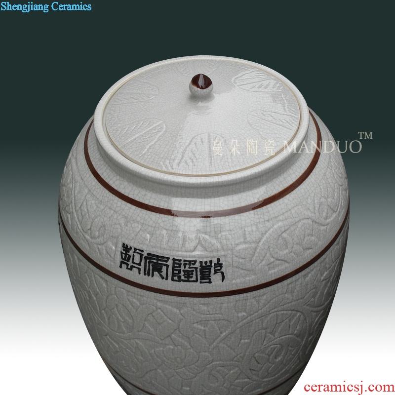 Classical crack glaze porcelain jar of 40-80 jins m cover cover classical porcelain cover environmental protection tube of qianlong