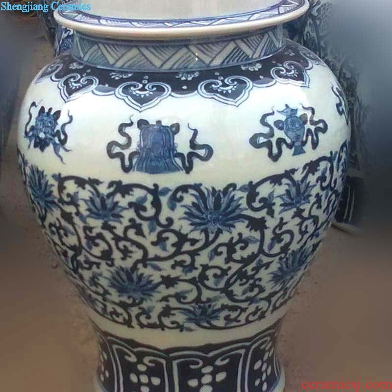 Jingdezhen blue and white porcelain jar of pure hand-painted hand-painted sweet wishes and grain general general display tank storage tank