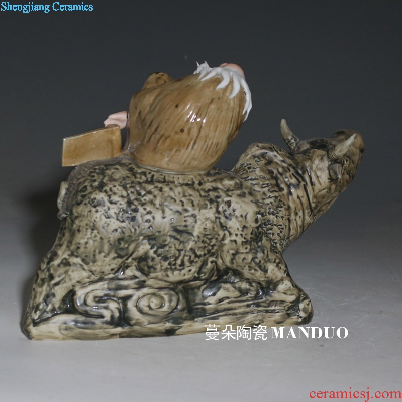 Lao tze through character three-dimensional porcelain sculpture furnishing articles furnishing articles laozi through ride cow porcelain sculpture