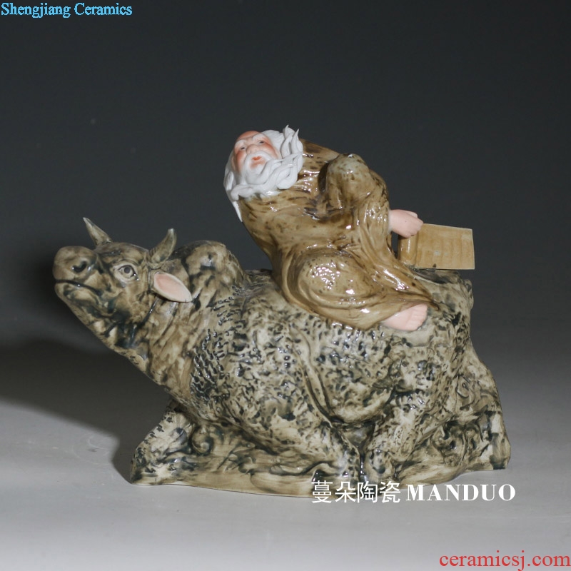 Lao tze through character three-dimensional porcelain sculpture furnishing articles furnishing articles laozi through ride cow porcelain sculpture