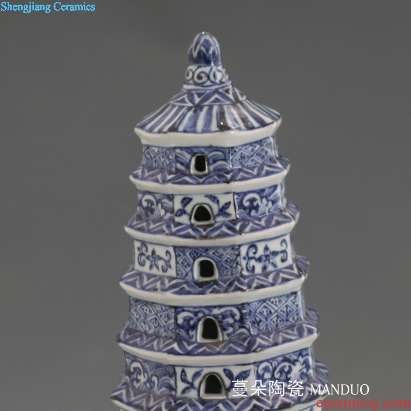 Jingdezhen blue and white porcelain porcelain decoration pagoda household decoration decoration wenchang towers blue and white tower