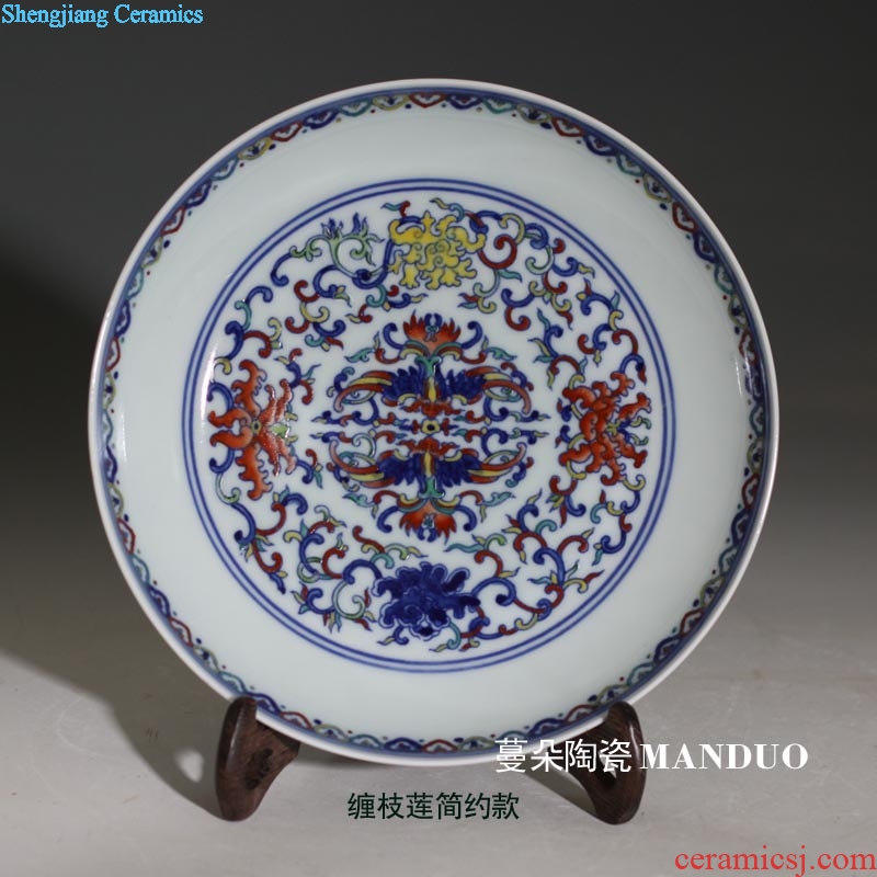 Jingdezhen hand-painted color 20 cm decorative blue-and-white porcelain dou color colorful decorative porcelain furnishing articles