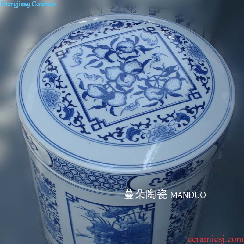 Jingdezhen porcelain cover pot environmental ceramic porcelain storage tank top grade straight porcelain tea cake tin of 30 cm