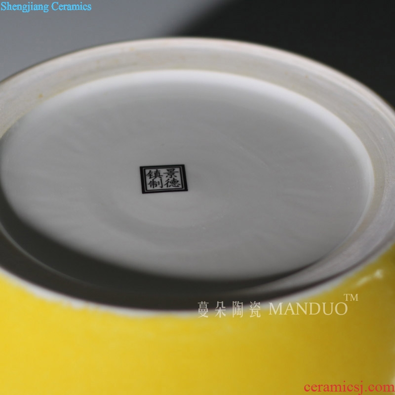 Tong qu writing brush washer elegant porcelain jingdezhen yellow bottom writing brush washer tong qu large aquarium goldfish porcelain porcelain cylinder