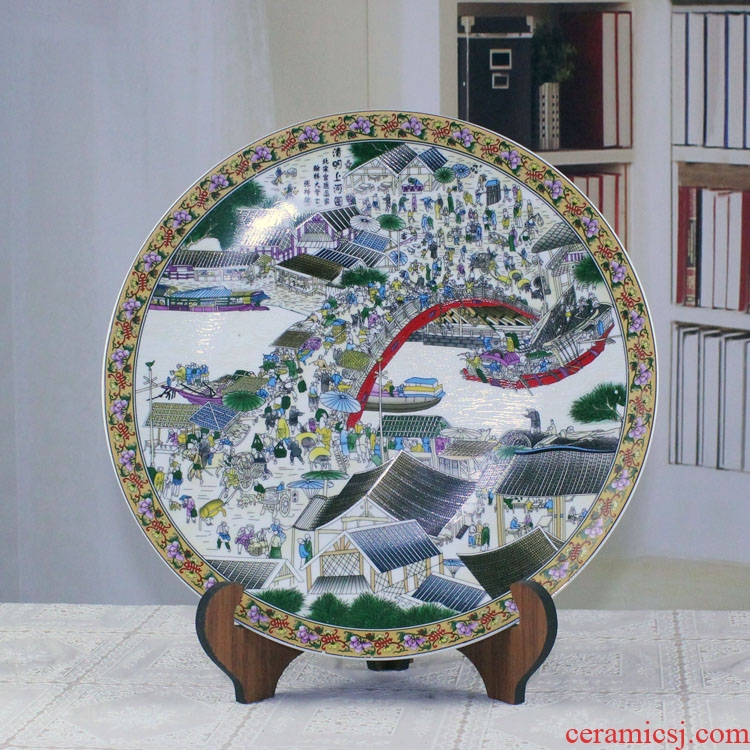 Jingdezhen ceramics decoration day hao sat plate decoration hanging dish pastel blue and white porcelain is an optional number of 35 cm