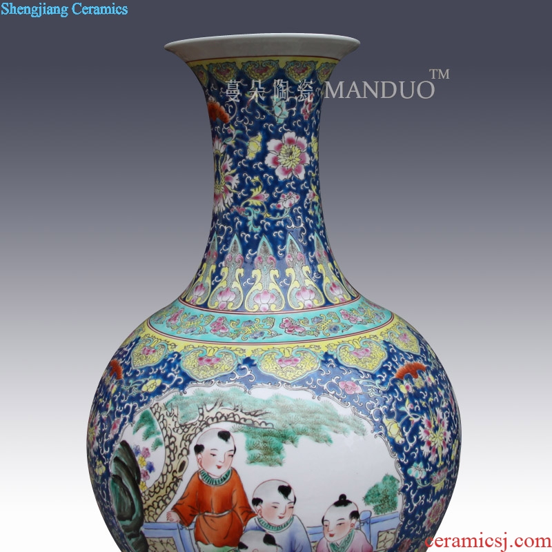 Jingdezhen hand-painted pastel lad tong qu figure vase classical furnishings simple space artistic vase