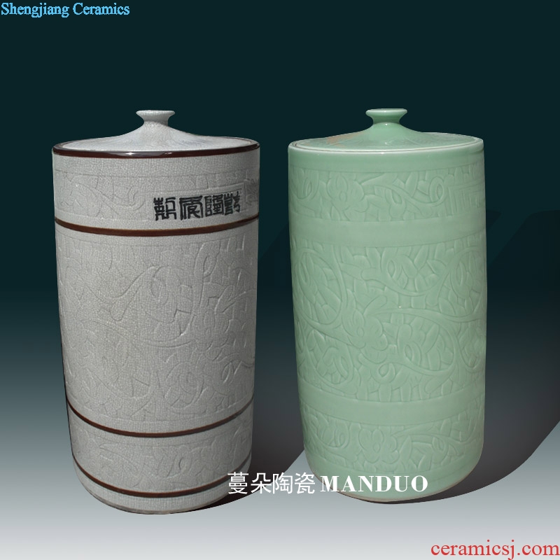 Jingdezhen ceramic porcelain straight meters tank storage tank storage cover fashion big ceramic jar of archaize tank