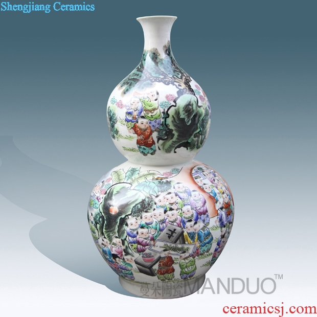 Jingdezhen hand-painted enamel vase sitting room adornment that occupy the home furnishing articles high-grade figure vase vase hoist the ancient philosophers