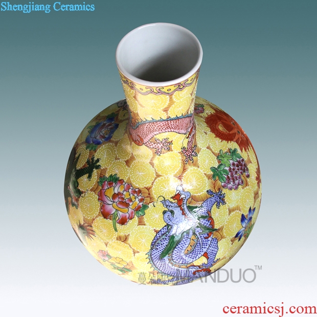 Jingdezhen hand-painted pastel terrible dragon vase high-grade high-grade gift porcelain vase furnishing articles in the living room