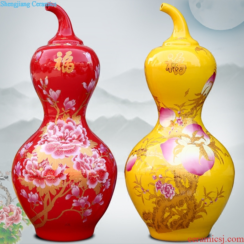 Jingdezhen ceramic maxim landing big gourd vases home sitting room store modern Chinese style furnishing articles