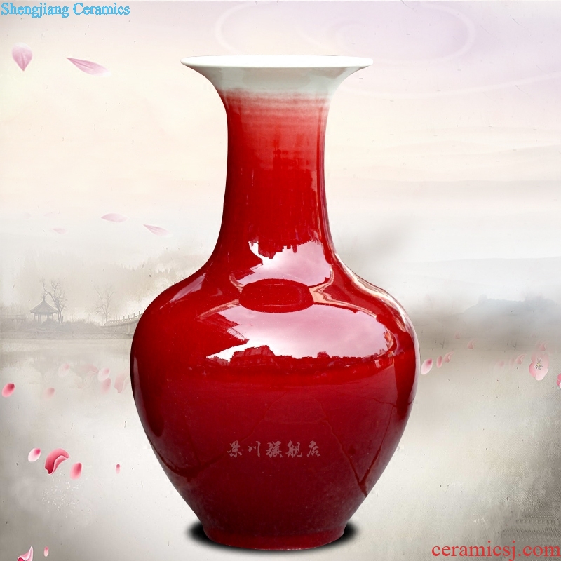 Jingdezhen China red ceramics dried flowers flower arrangement ruby red big vase household hotels sitting room be born modern large furnishing articles