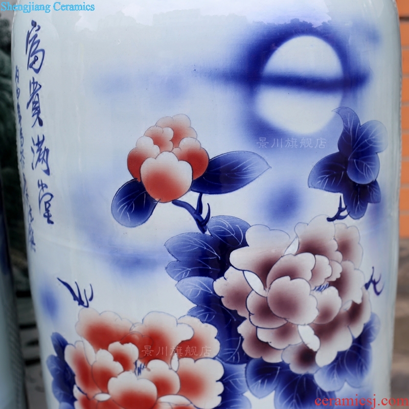 Jingdezhen ceramics engraving hand-painted lotus pond moonlight of large vases, sitting room decorates household porcelain furnishing articles