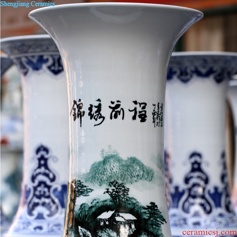 Jingdezhen ceramic hand-painted bright future big vase household office furnishing articles study Chinese sitting room adornment